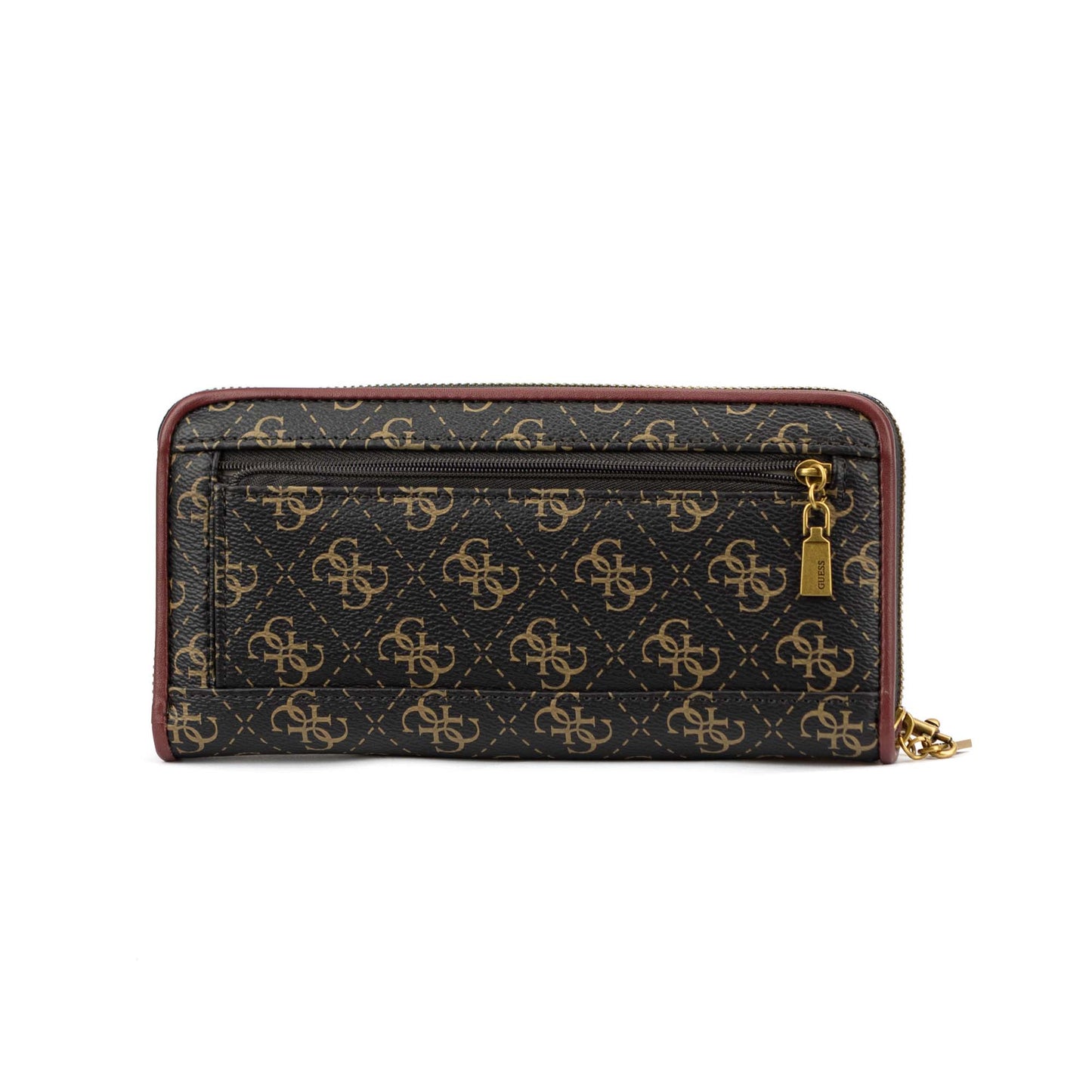 GUESS - Izzy Logo Large Zip-Around Wallet - Brown Logo/Merlot - SB865446