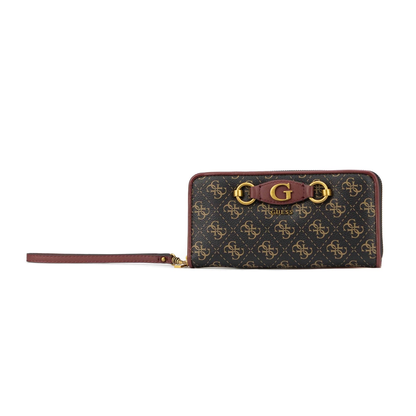 GUESS - Izzy Logo Large Zip-Around Wallet - Brown Logo/Merlot - SB865446