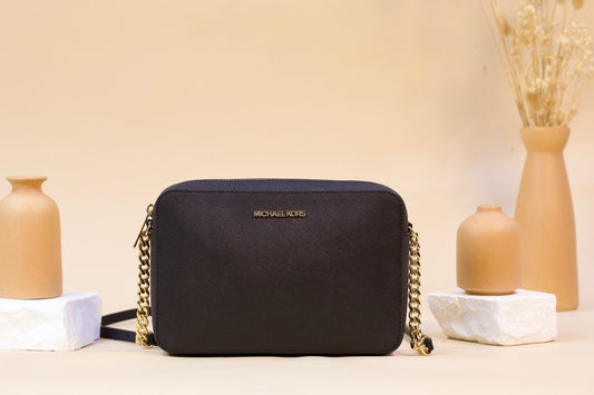 MICHAEL KORS JET SET ITEM 35T8GTTC9L LG EW CROSSBODY LEATHER BLACK