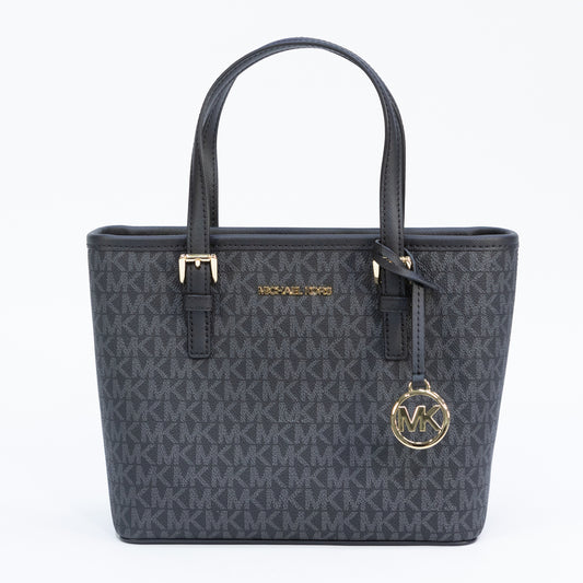 MICHAEL KORS 35T9GTVT0B JET SET XS CRYL CONVERTIBLE TOTE GOLD TONE HARDWARE BLACK