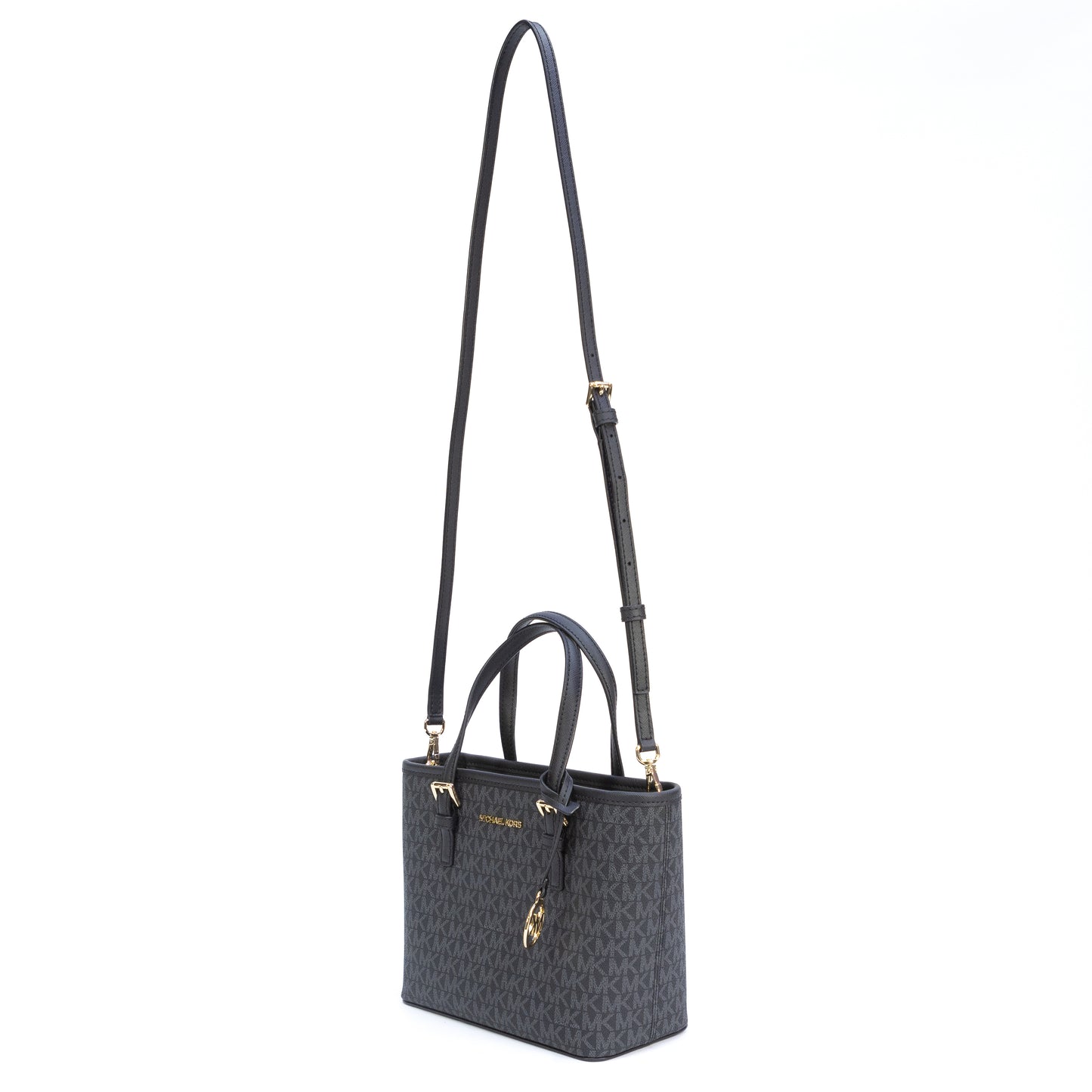 MICHAEL KORS 35T9GTVT0B JET SET XS CRYL CONVERTIBLE TOTE GOLD TONE HARDWARE BLACK