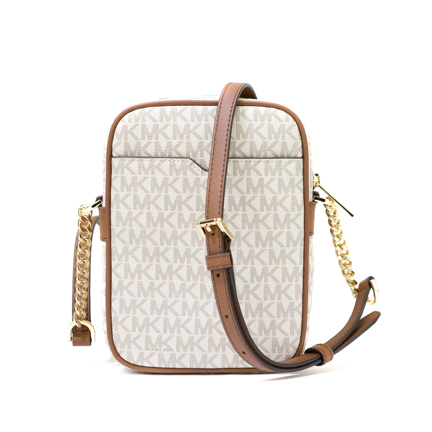 Michael Kors Flight Bag Jet Set Chain North South Crossbody Vanilla MK Signature - 35F1GTVC2B