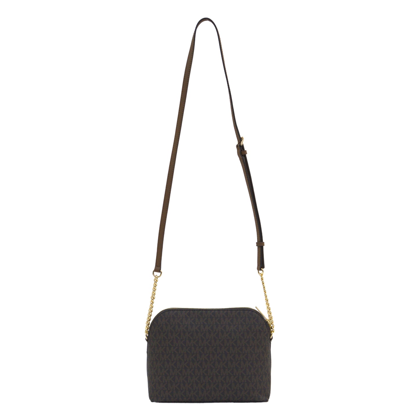 Michael Kors Jet Set Travel Medium Logo Brown Dome Crossbody Bag