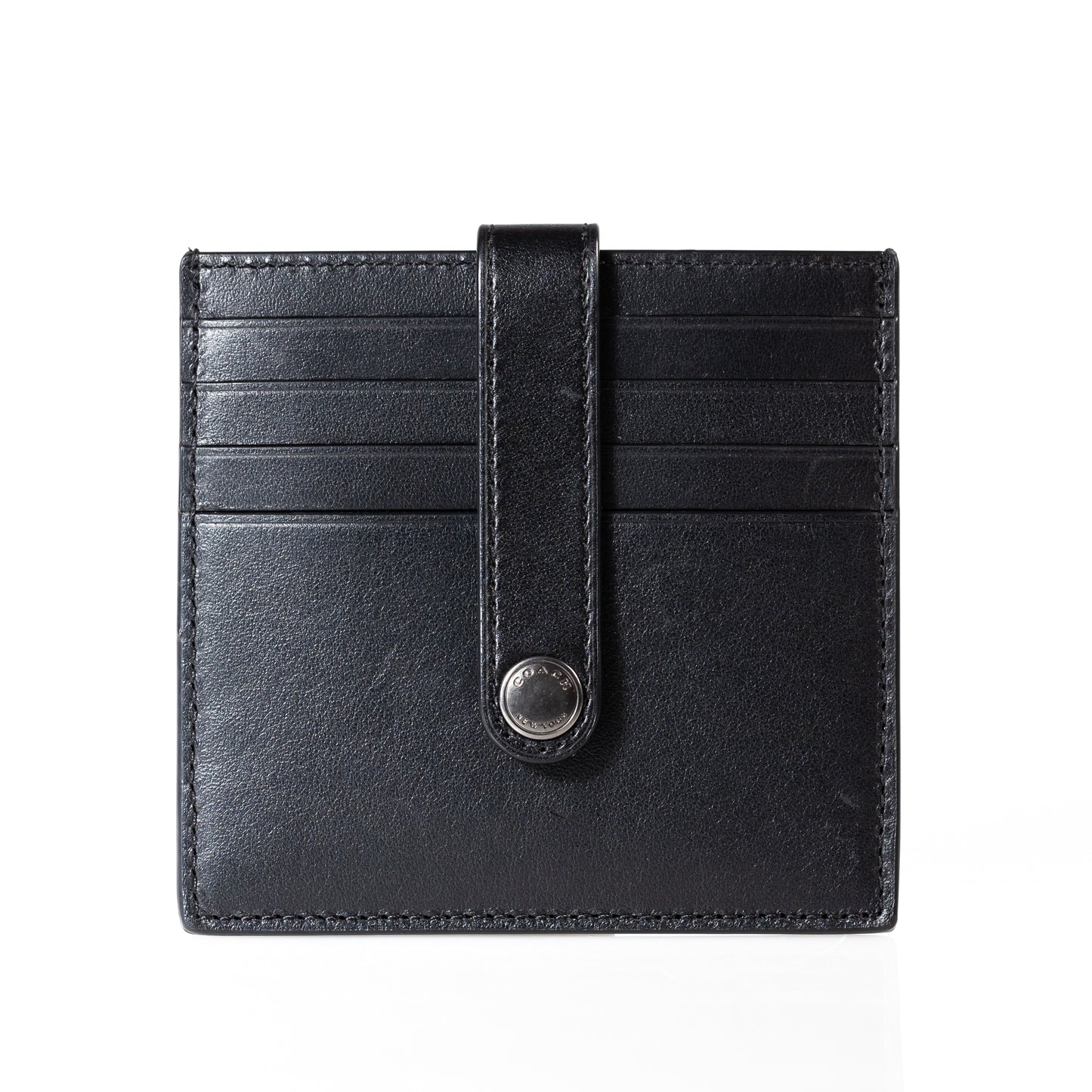 Coach Heritage Card Case Refined Calf Leather Four Credit Card Slots Snap Closure Compact Size