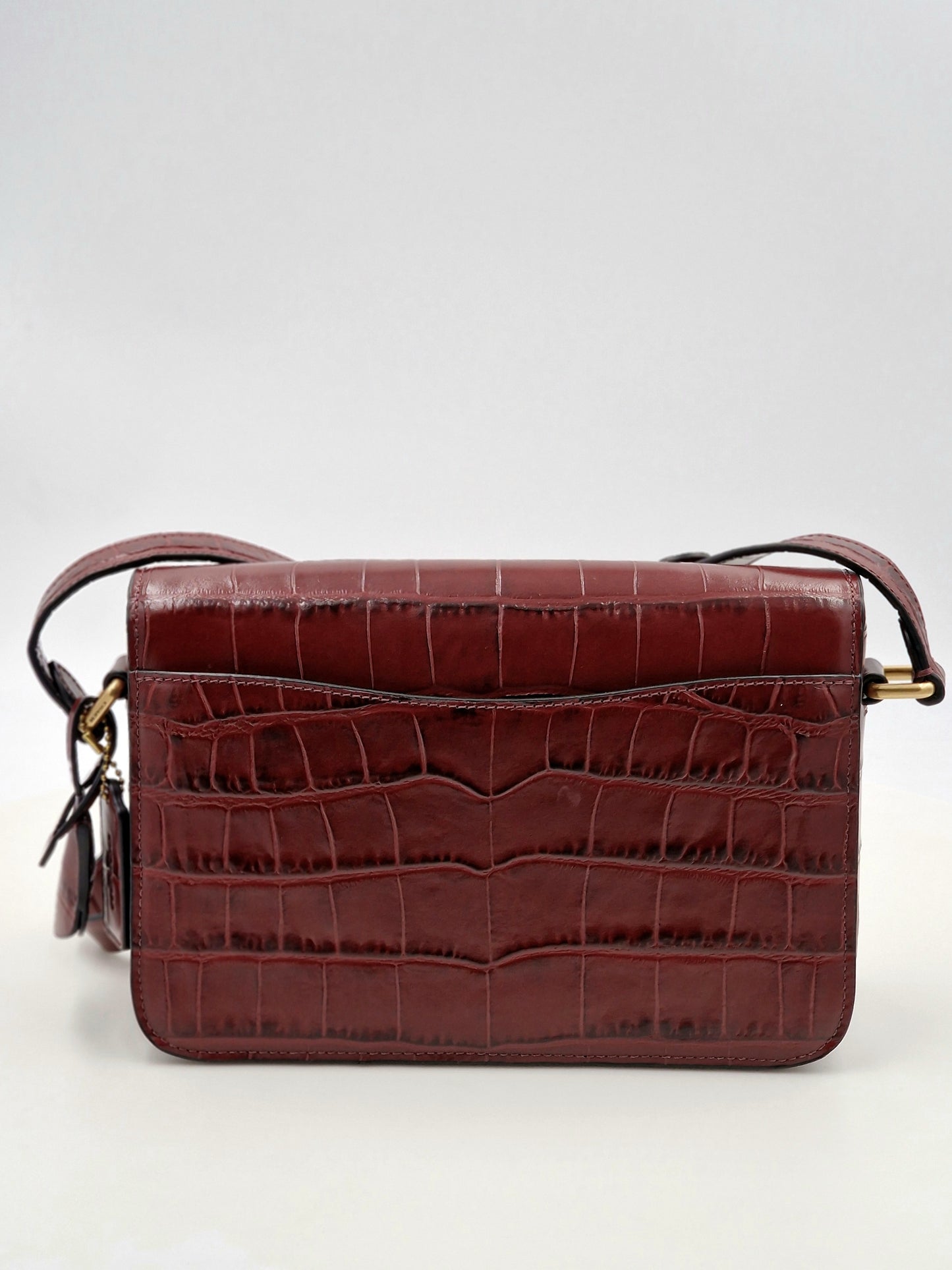 Coach - Studio Embossed Croc Shoulder Bag - Wine Red - C6640