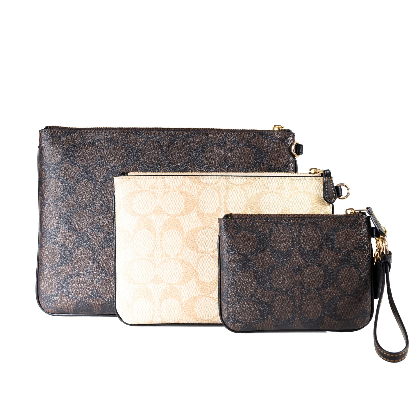 Coach Pouch Trio In Blocked Signature Canvas