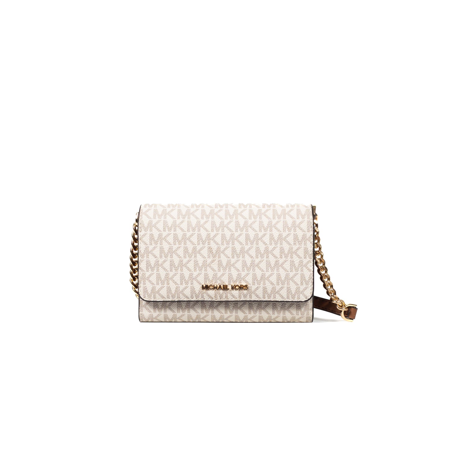 Michael Kors Jet Set Vanilla PVC Multifunctional Phone Crossbody Wallet Handbag