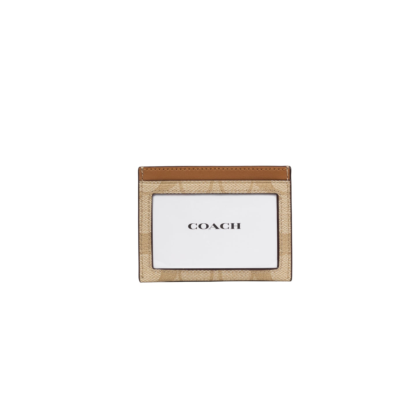 Coach Slim Id Card Case In Signature Canvas - Khaki/Light Saddle