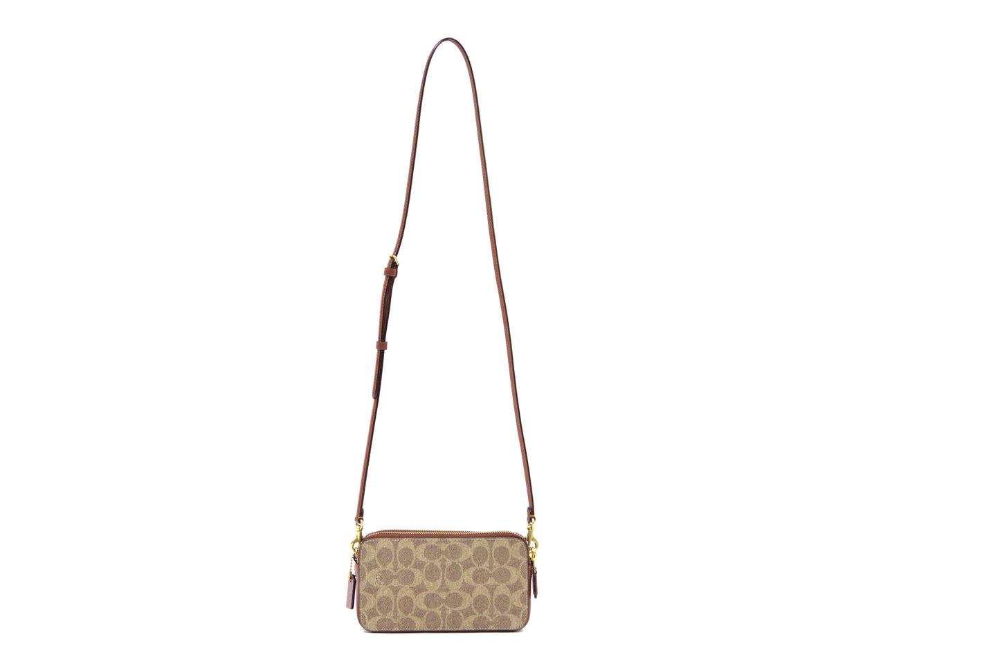 COACH CH797 CARD CASE SIGNATURE KIRA CROSSBODY TAN/RUST