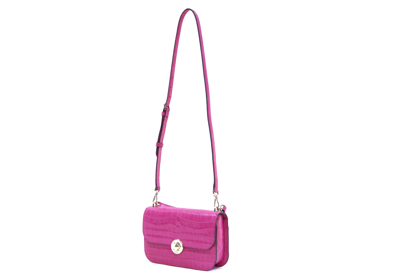 KATE SPADE K9375 AUDREY CROC EMBOSSED FLAP CROSSBODY FESTIVE PINK