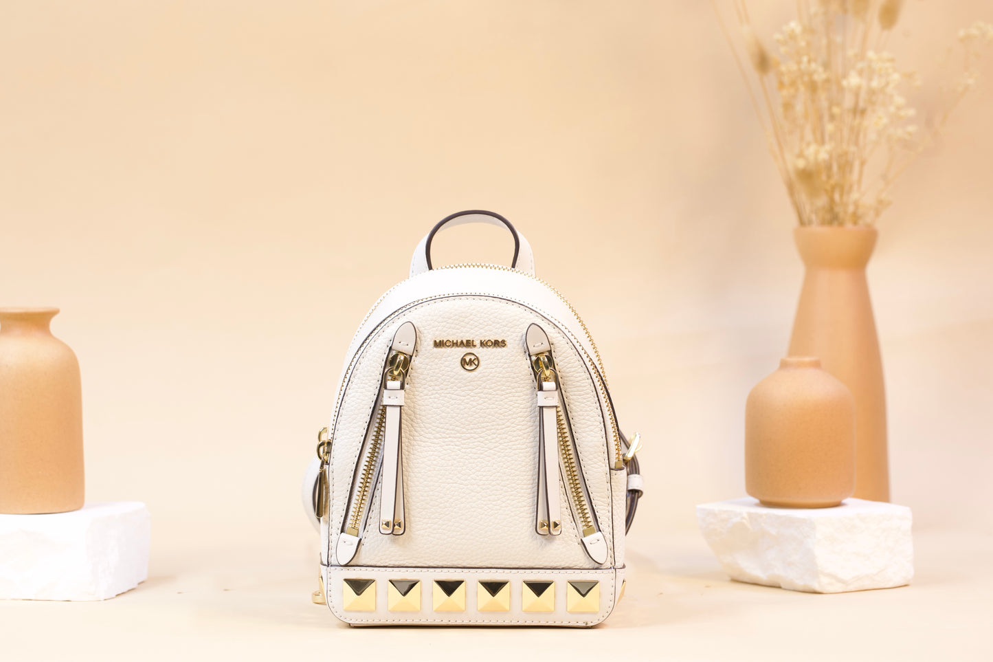 MICHAEL KORS 30S2GBNB0I BROOKLYN XS CNV MSGR BACKPACK LEATHER OPTIC WHITE