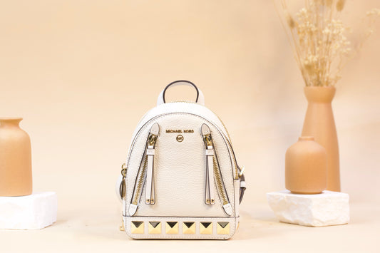 MICHAEL KORS 30S2GBNB0I BROOKLYN XS CNV MSGR BACKPACK LEATHER OPTIC WHITE