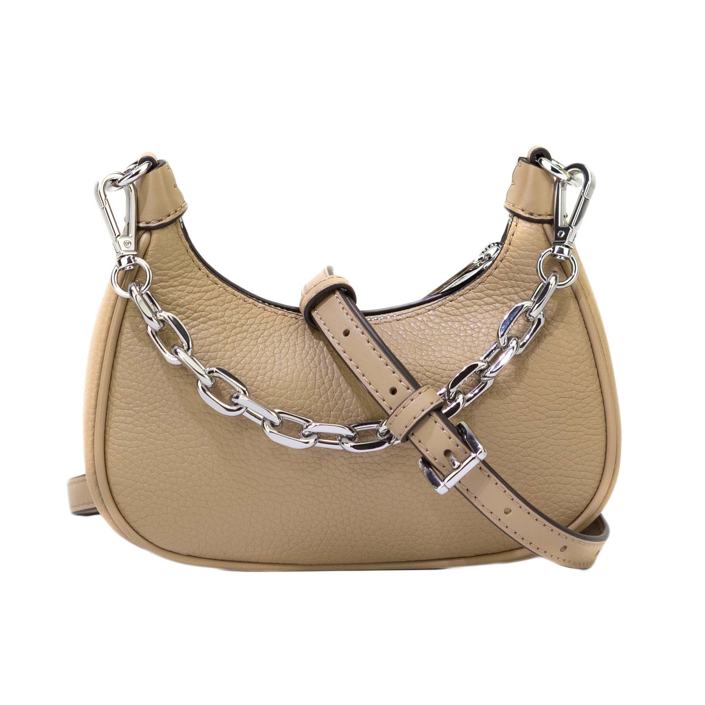 Michael Kors Cora Mini Camel Pebbled Leather Zip Pouchette Crossbody Handbag