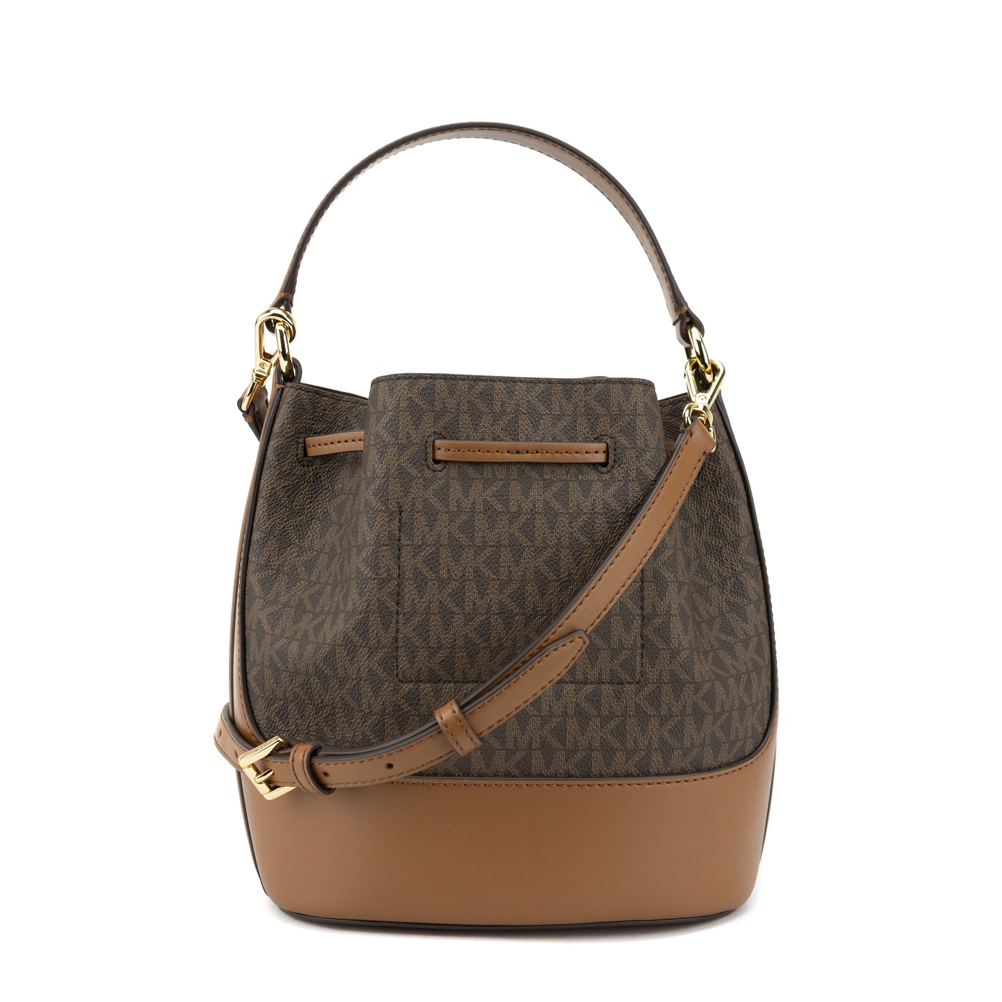 Michael Kors Reed MD Drawstring Bucket Messenger Handbag Purse Brown
