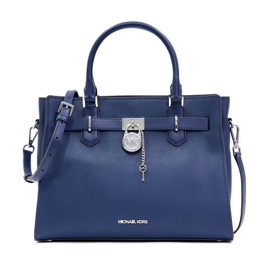 MICHAEL KORS 35S3SHMS6L HAMILTON MEDIUM SATCHEL LEATHER NAVY