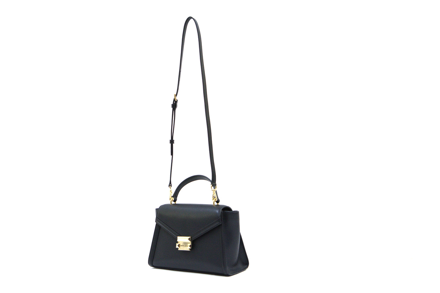 MICHAEL KORS 35R4GWHS2L WHITNEY MEDIUM FLAP TOP HANDLE SATCHEL BLACK