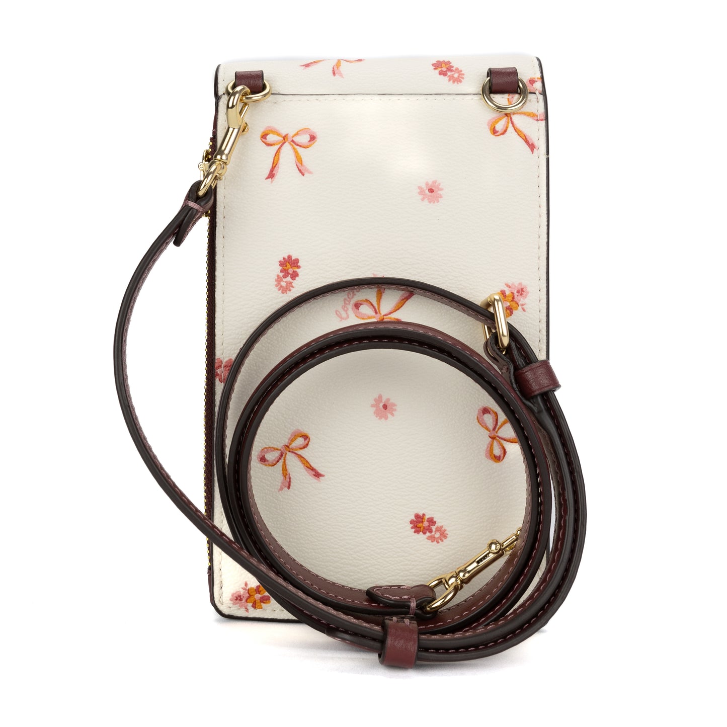 Coach Women's North South Phone Crossbody with Bow Print - Chalk/wine Multi