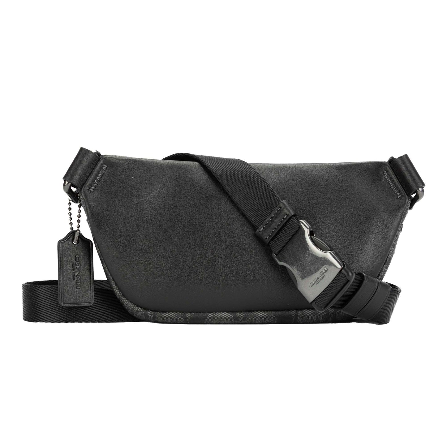 Coach Men's Mini Belt Bag In Signature Canvas - Charcoal Black