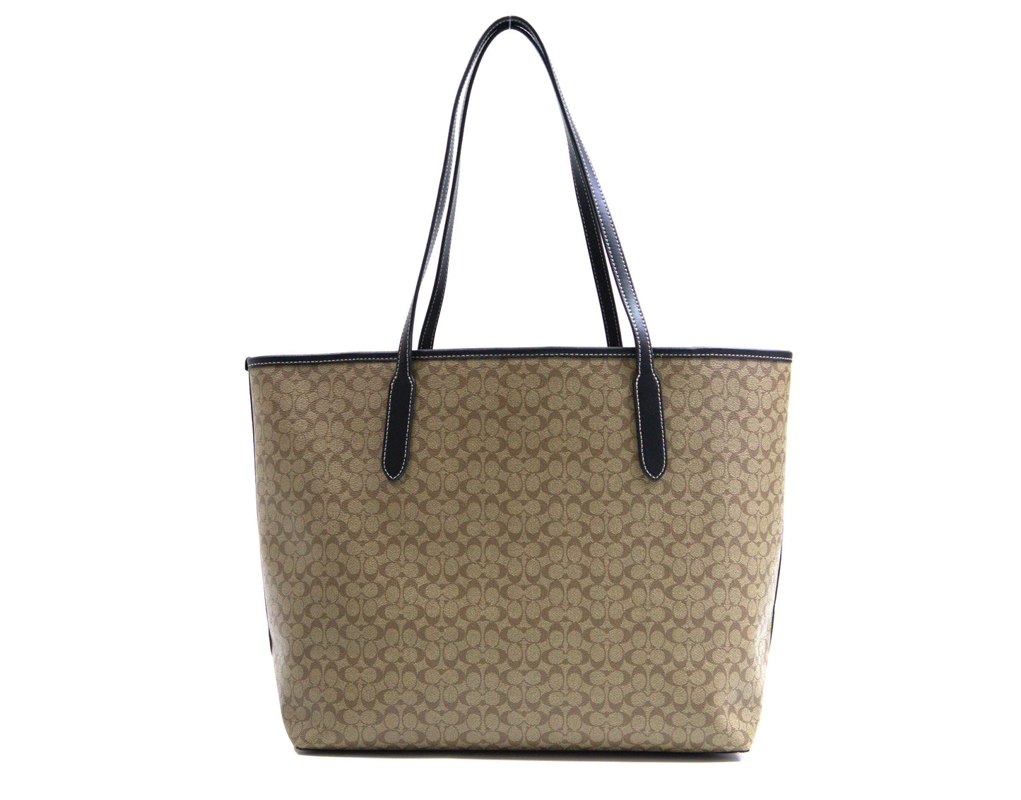 COACH CJ942 IMCBI SIGNATURE CITY TOTE KHAKI BLACK
