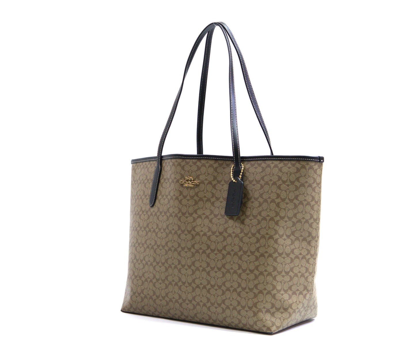 COACH CJ942 IMCBI SIGNATURE CITY TOTE KHAKI BLACK