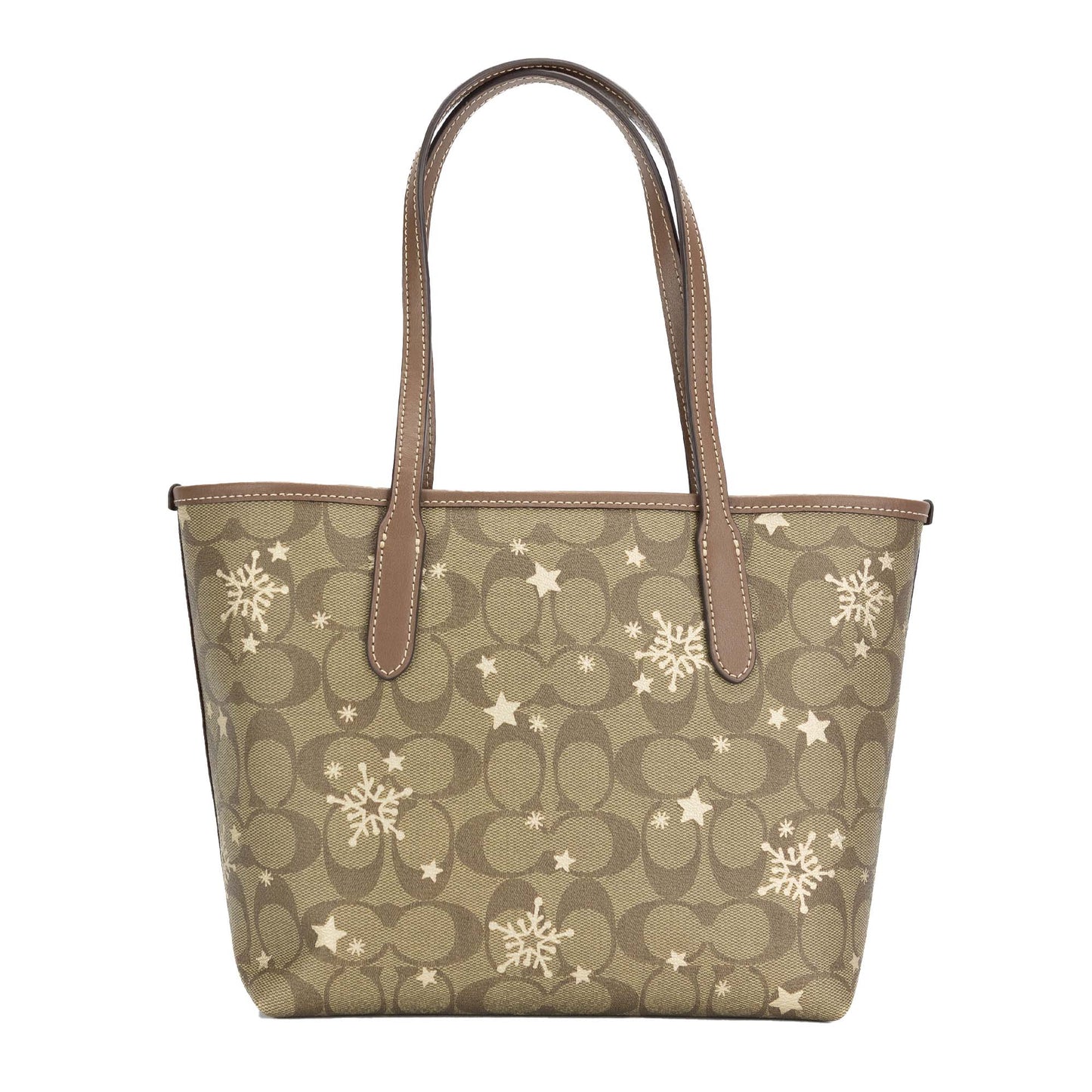 Coach Women's Mini City Tote In Signature Canvas With Star And Snowflake Print - Brown