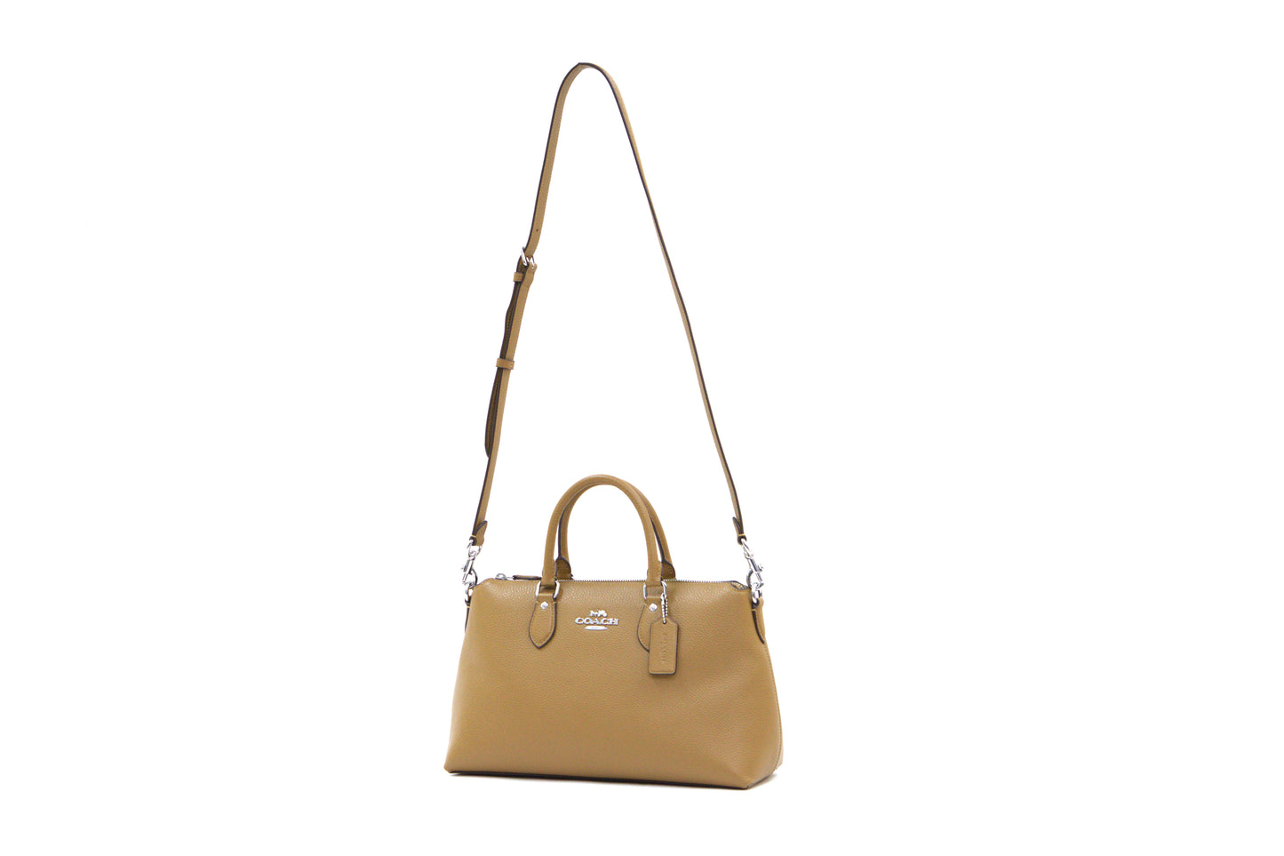 COACH CR156 REFINED PEBBLED LEATHER GEORGIA SATCHEL CROSSBODY LIGHT SADDLE