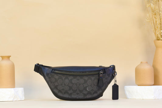 COACH CW369 WARREN MINI BELT BAG IN SIGNATURE CHARCOAL/BLACK