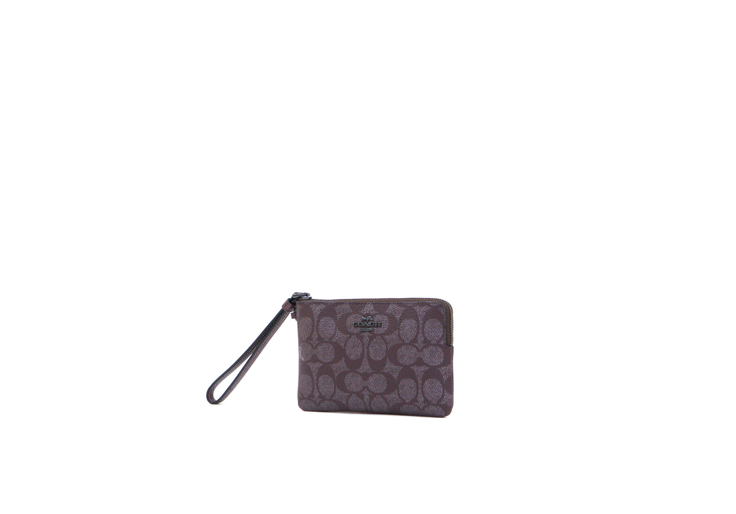 COACH CW958 BOXED CRN ZIP METALLIC SIGNATURE WINE MULTI