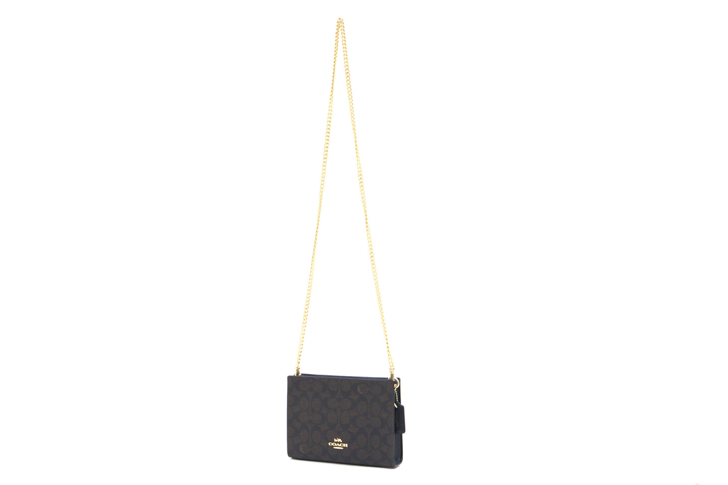 COACH CW204 SLIM CROSSBODY SIGNATURE CANVAS WALNUT/BLACK