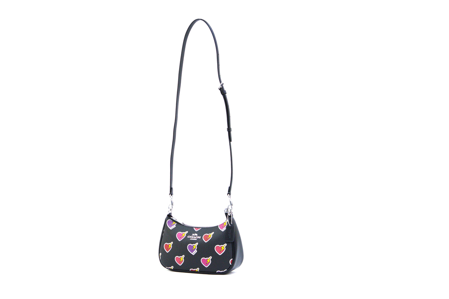 COACH CY346 HEART PRINT TERI SHOULDER BLACK MULTI