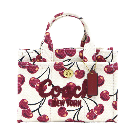 COACH CZ104 CHERRY PRINT CANVAS CARGO TOTE 20 CHALK MULTI