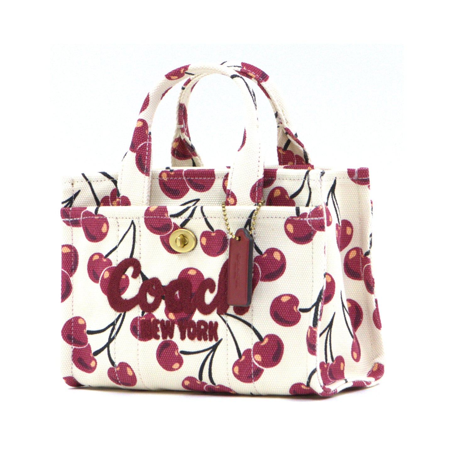 COACH CZ104 CHERRY PRINT CNS CARGO TOTE 20 CHALK MULTI