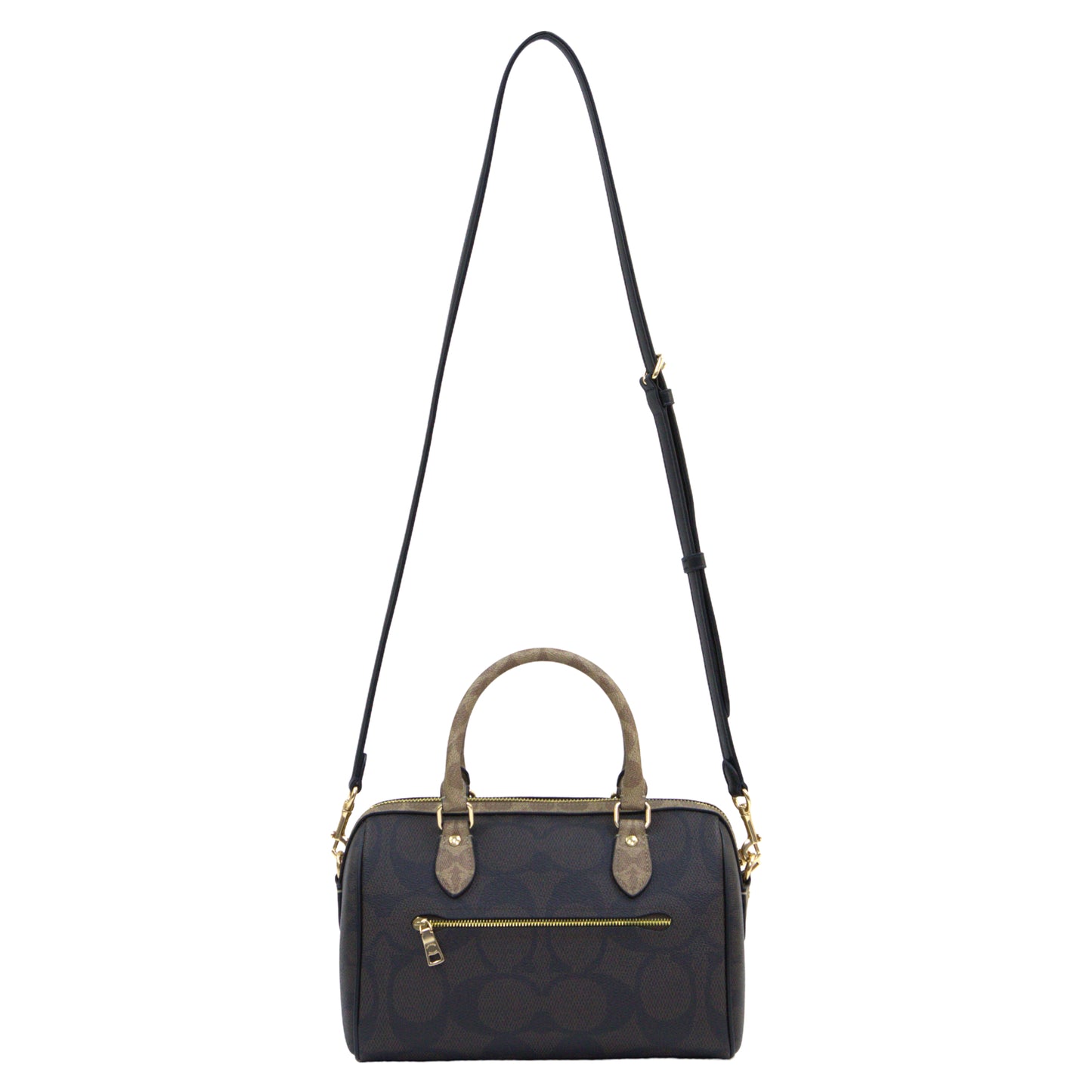 COACH CY679 SIGNATURE BLACK ROWAN WALNUT/TAN