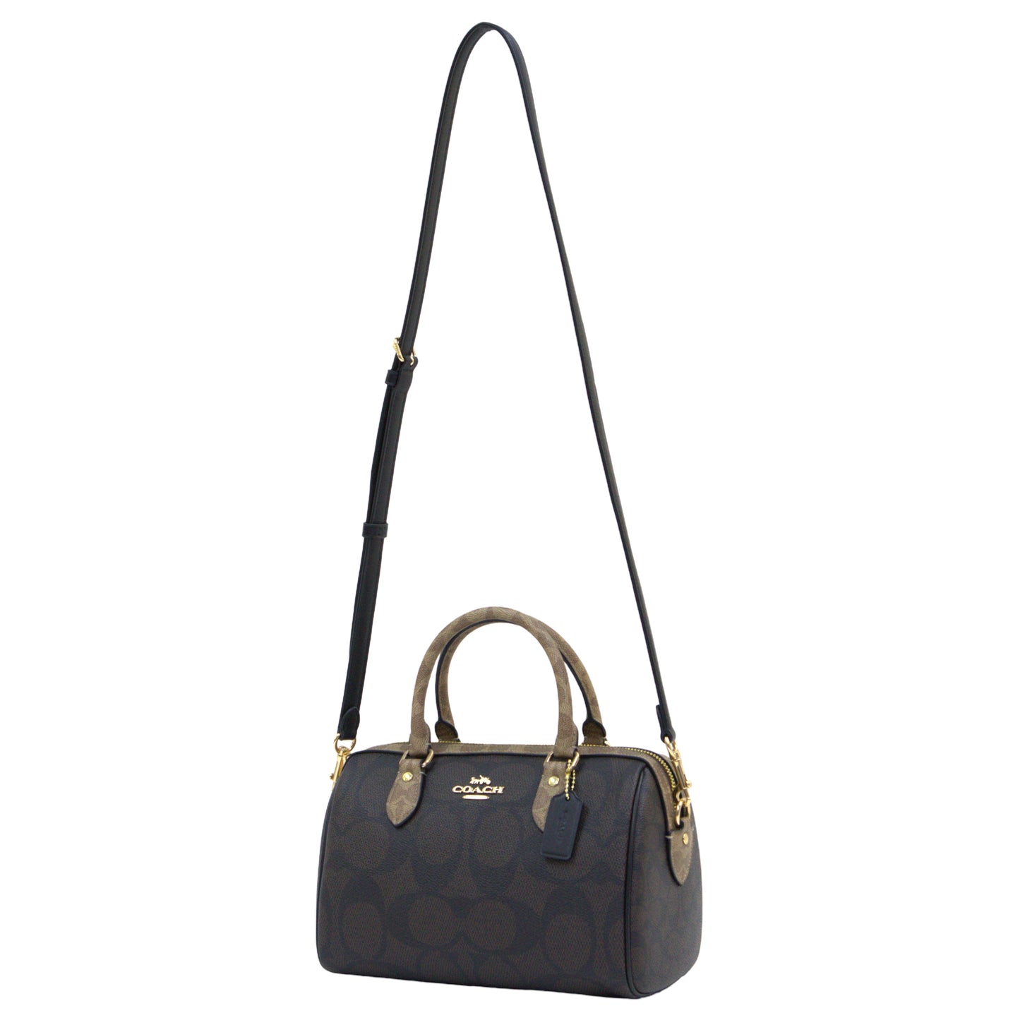 COACH CY679 SIGNATURE BLACK ROWAN WALNUT/TAN