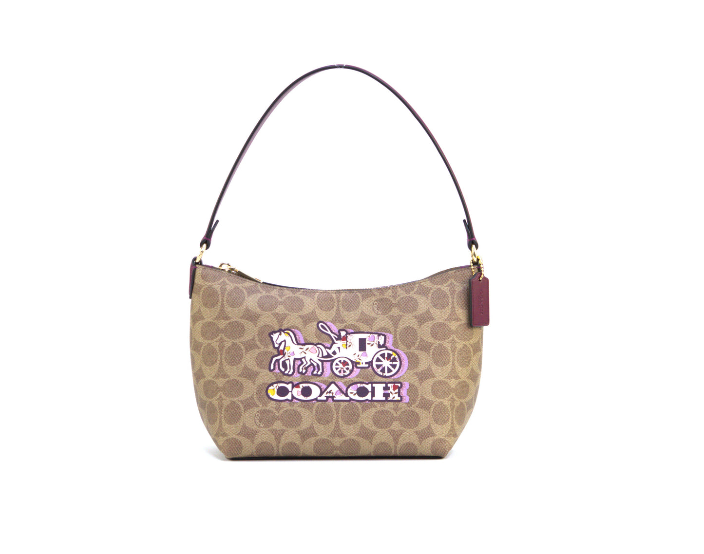 COACH CX588 HC PT ZIP SHB TAN/BLACK CHERRY