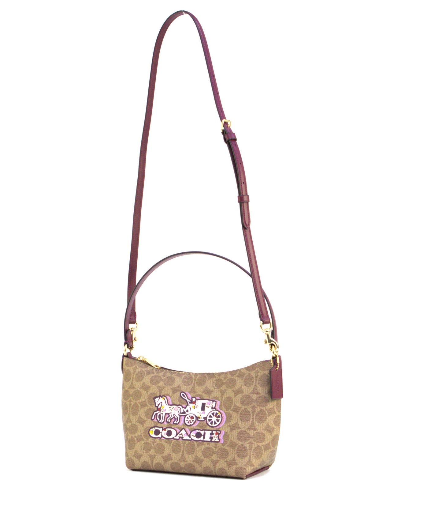 COACH CX588 HC PT ZIP SHB TAN/BLACK CHERRY