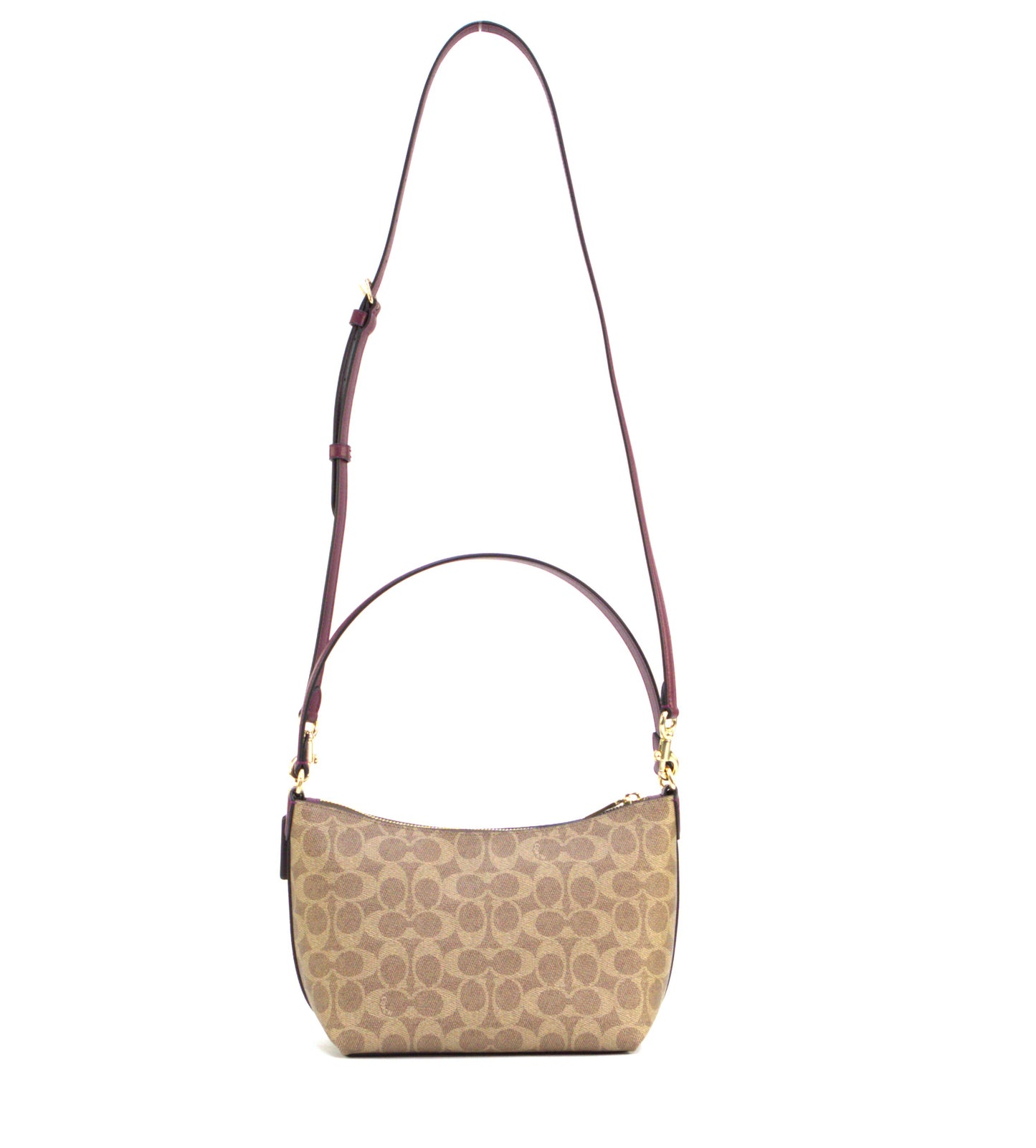 COACH CX588 HC PT ZIP SHB TAN/BLACK CHERRY