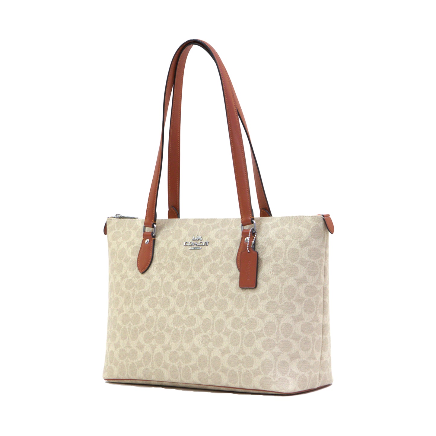 COACH CW381 SIGNATURE GALLERY TOTE SAND/ DEEP ORANGE