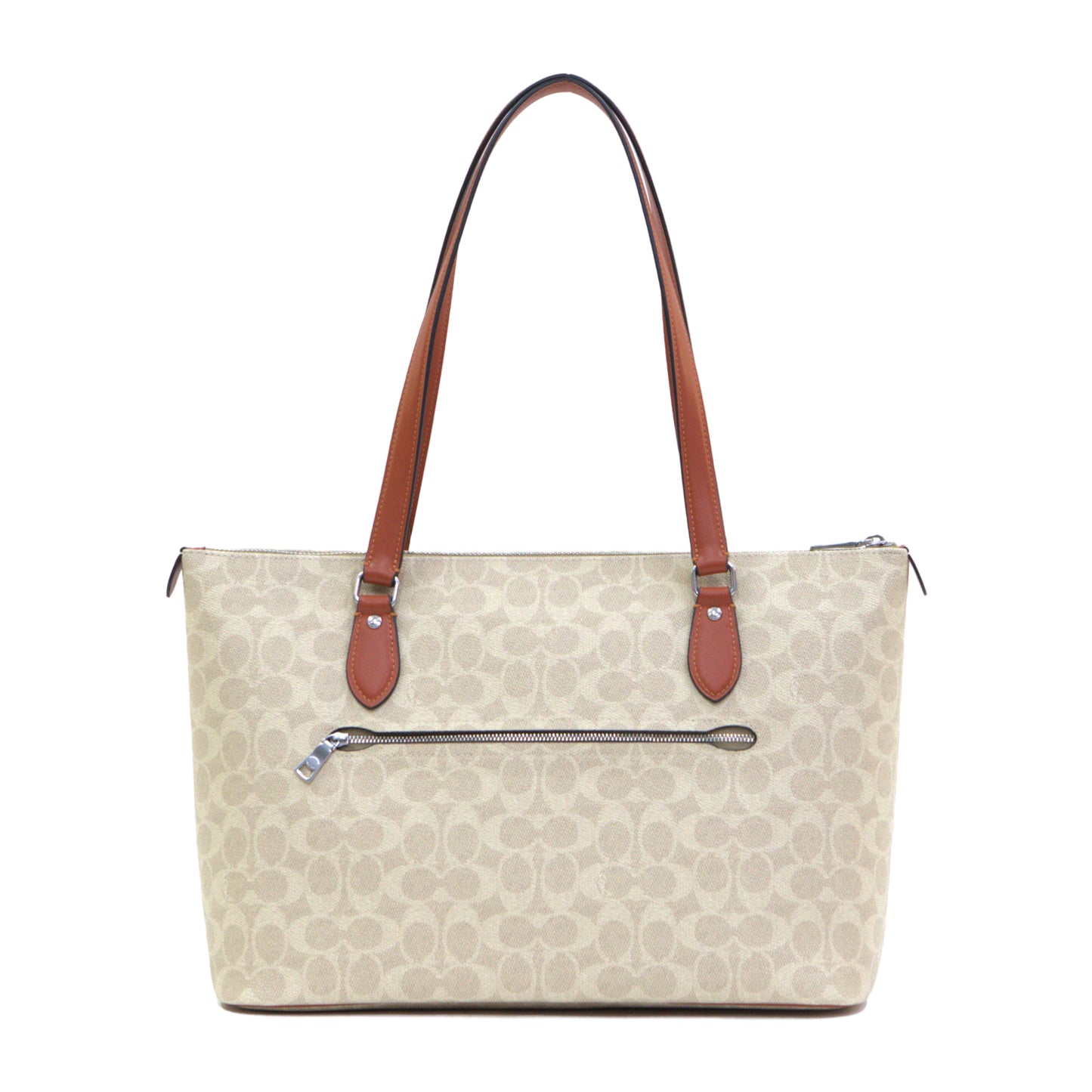 COACH CW381 SIGNATURE GALLERY TOTE SAND/ DEEP ORANGE