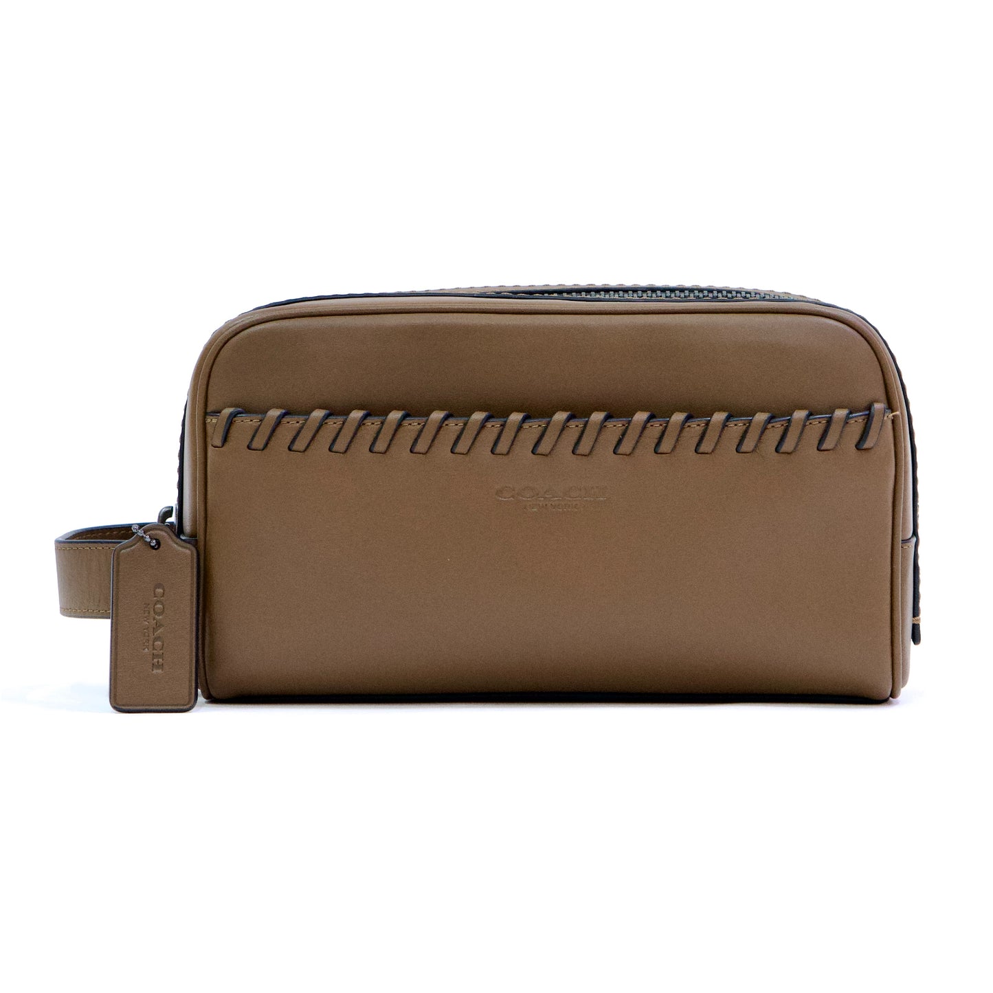 COACH CBE03 QB/SD SM TRAVEL KIT WHIPSTITCH QB/SADDLE