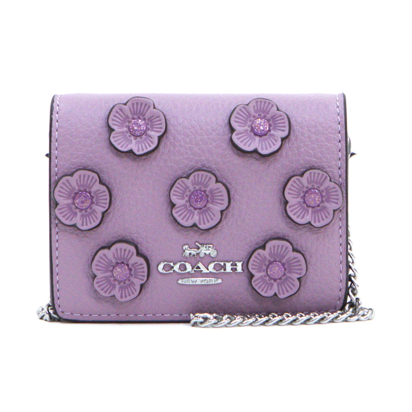 COACH CAL71 MINI WALLET ON CHAIN APLQ LILAC