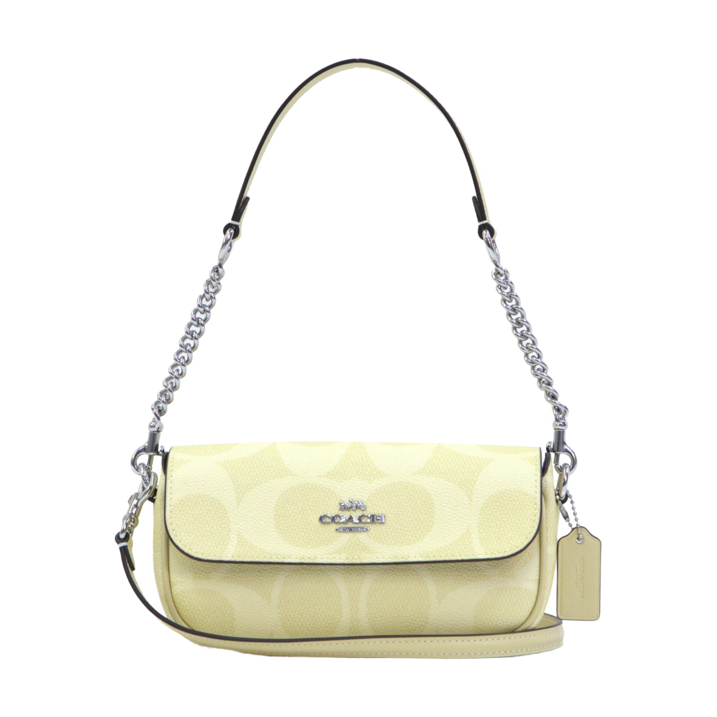 COACH CAN70 HAILEY FLAP BAG MX SIGNATURE CANVAS HAY