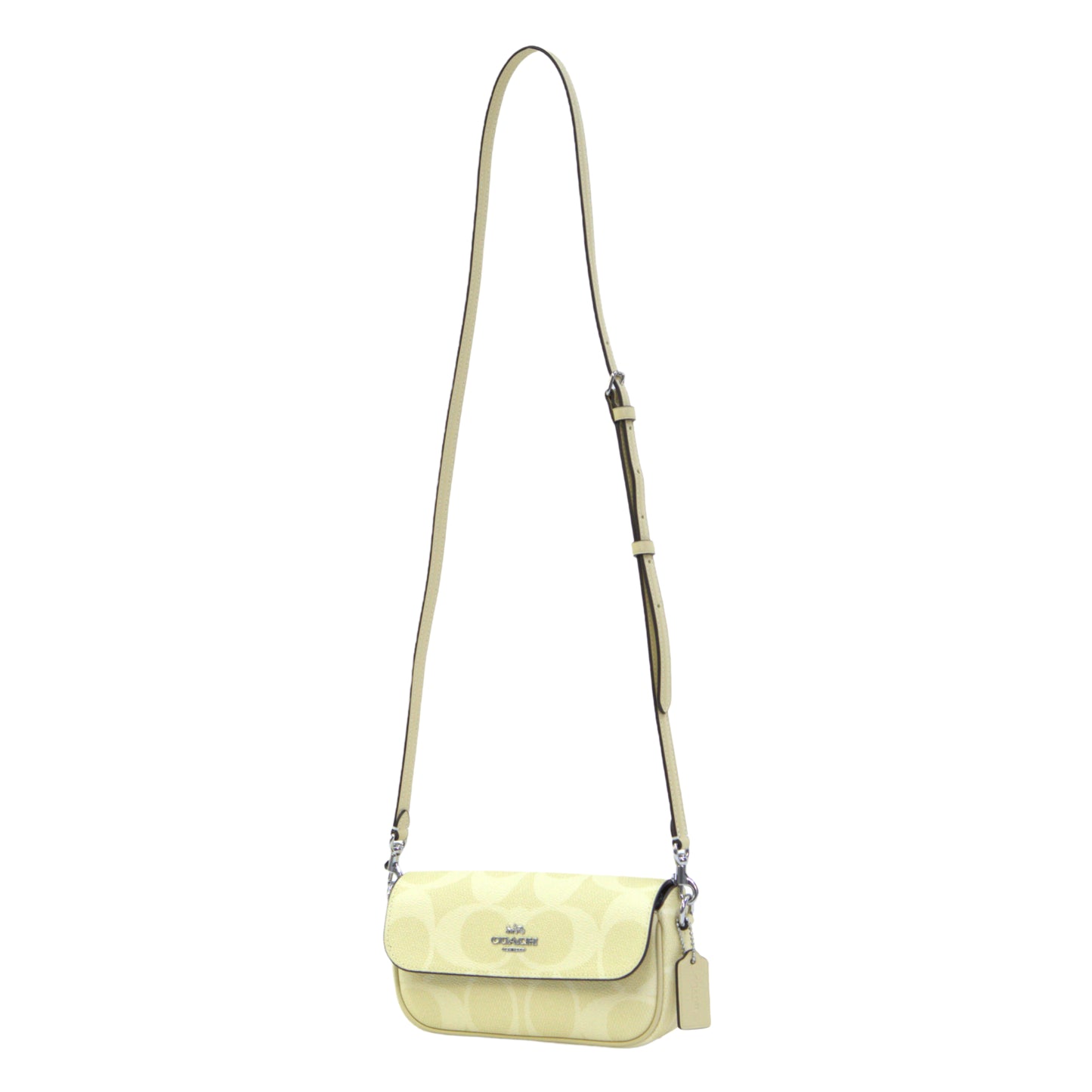 COACH CAN70 HAILEY FLAP BAG MX SIGNATURE CANVAS HAY