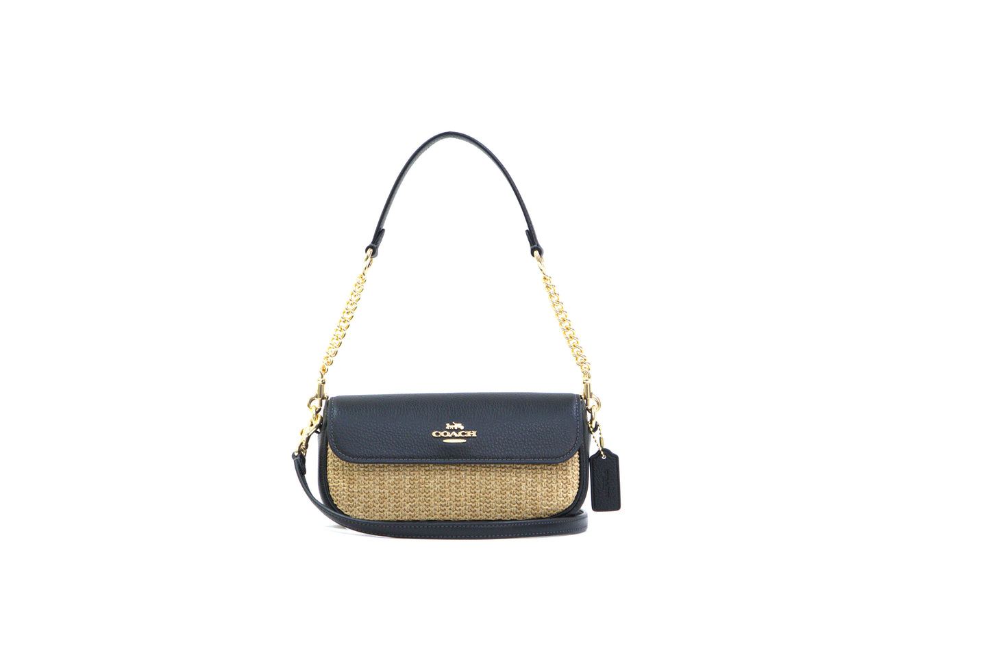 COACH CAN69 HAILEY FLAP BAG STRAW TOAST/BLACK