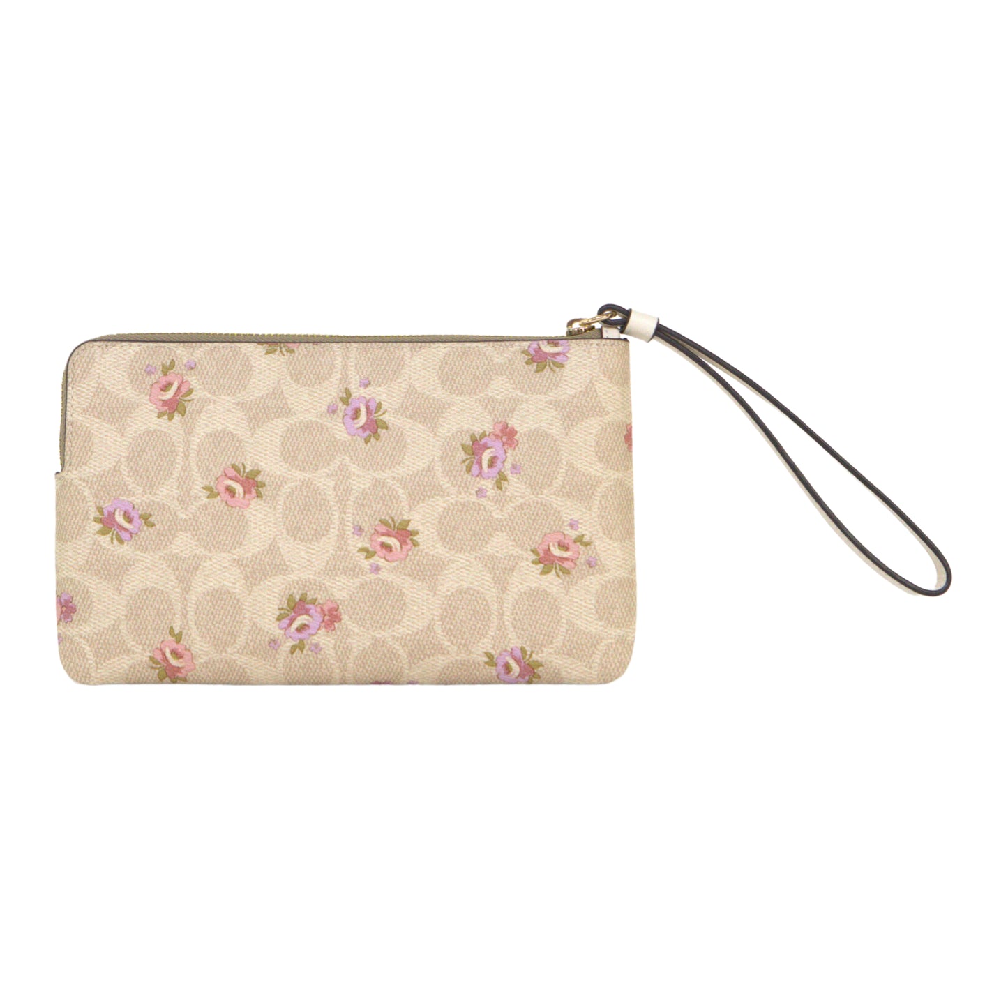 COACH CBA72 LARGE CORN ZIP SIGNATURE FLORAL SAND MULTI