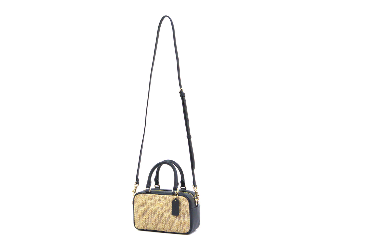 COACH CAK74 SATCHEL CROSSBODY STRAW TOAST/BLACK