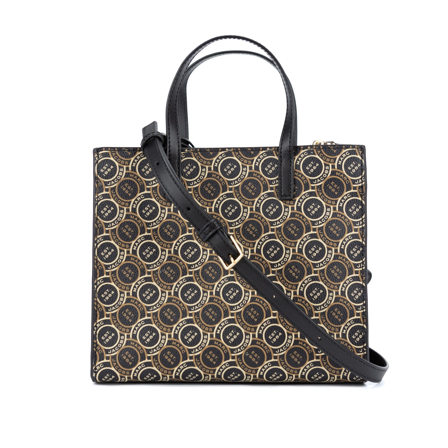 Marc Jacobs Mini Grind Signet Printed Leather Crossbody Tote Handbag Purse