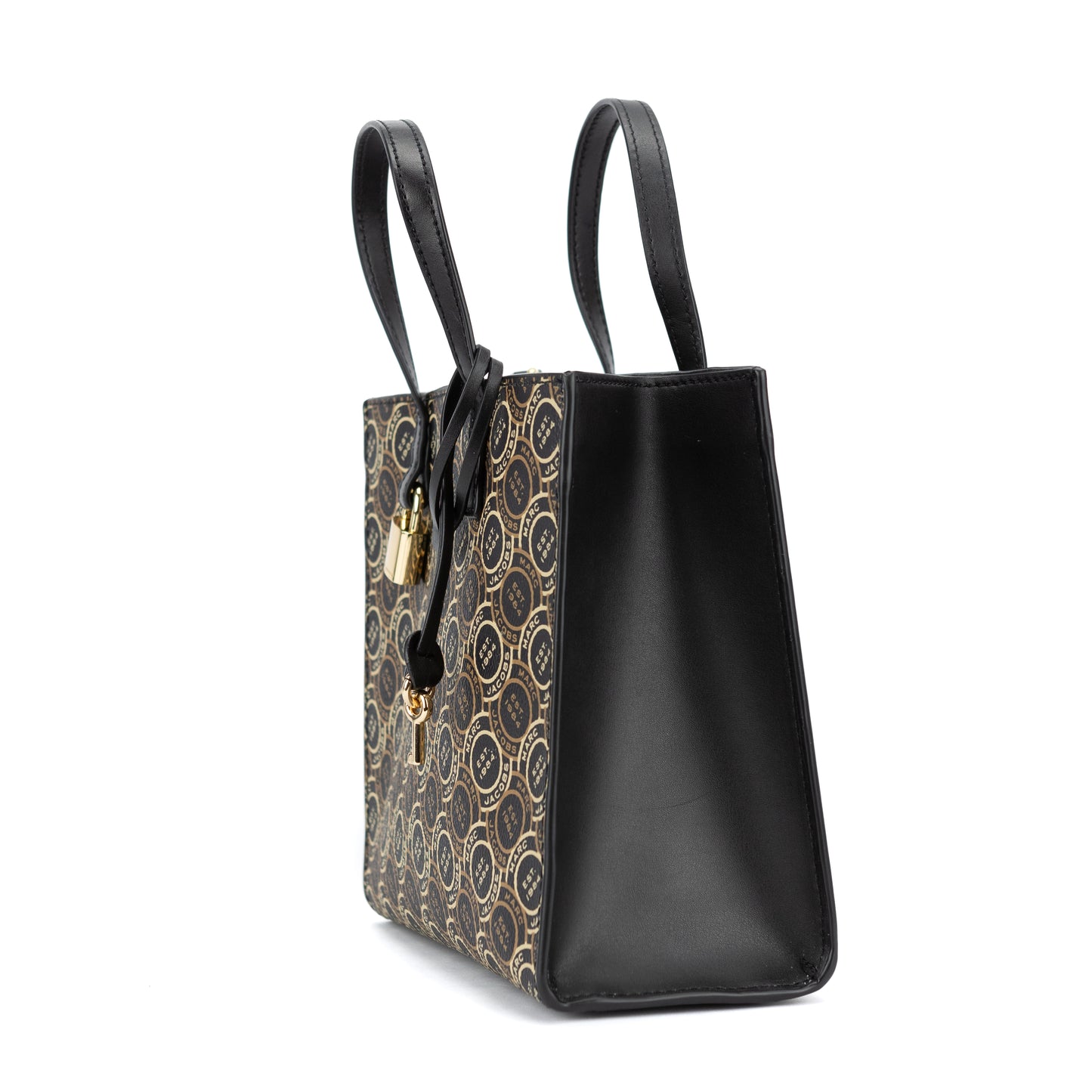 Marc Jacobs Mini Grind Signet Printed Leather Crossbody Tote Handbag Purse