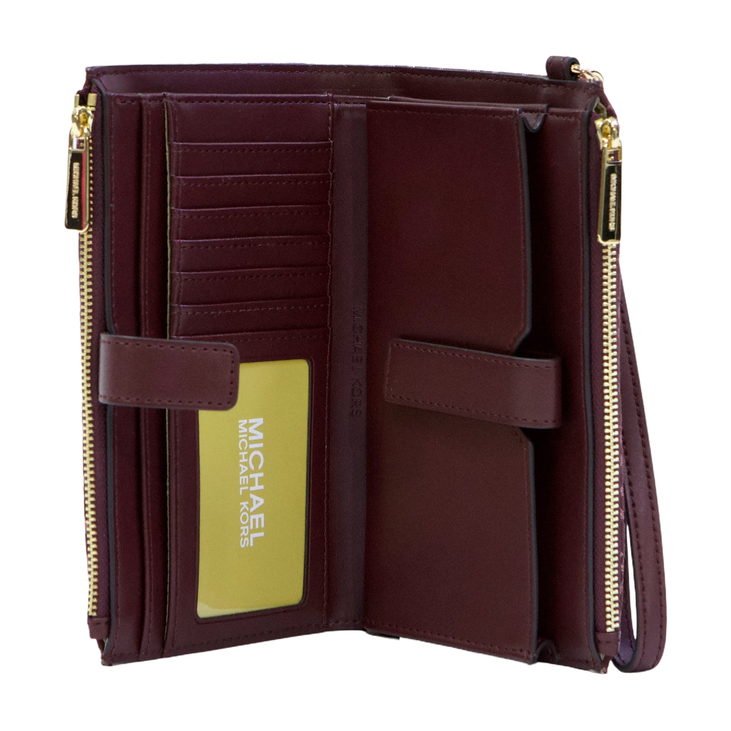 MICHAEL KORS 35F4GTVW3J JET SET TRAVEL LG DOUBLE ZIP WRISTLET OXBLOOD MULTI
