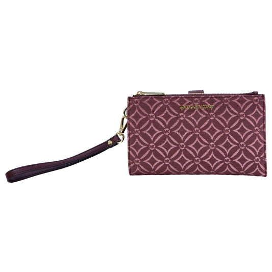 MICHAEL KORS 35F4GTVW3J JET SET TRAVEL LG DOUBLE ZIP WRISTLET OXBLOOD MULTI